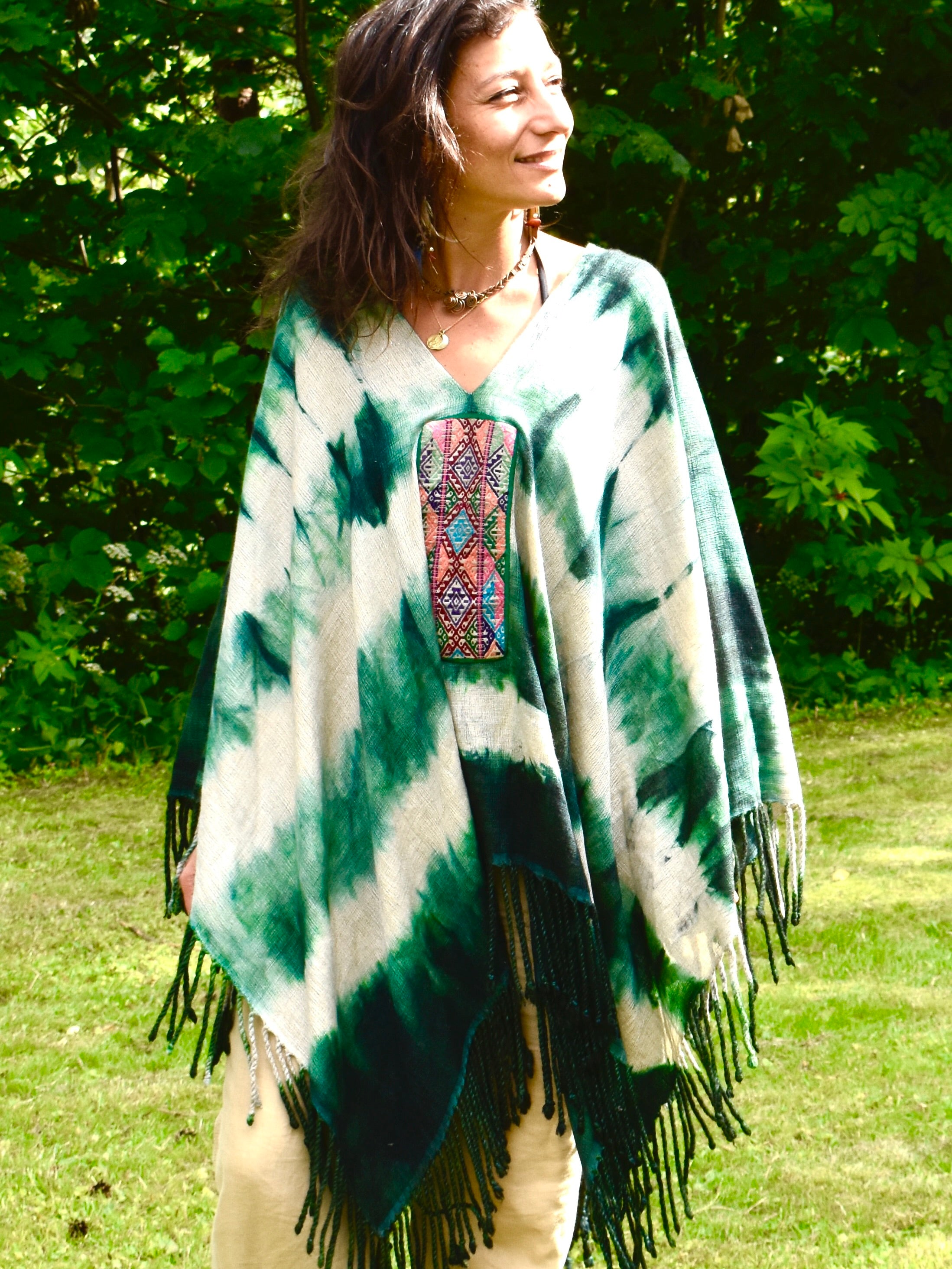 Cashmere/silke-poncho
