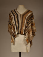 Cashmereponcho i naturstriper